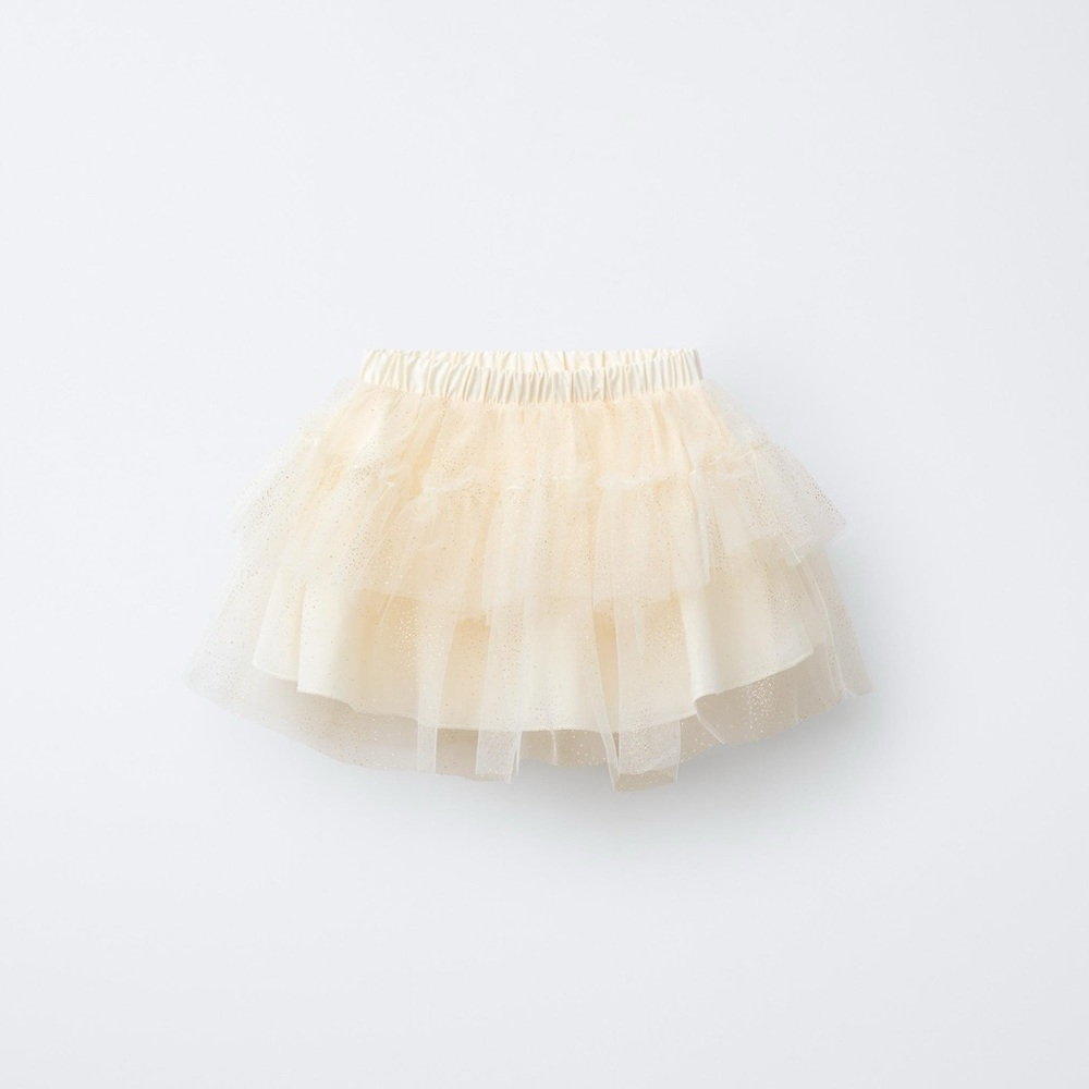 Zara Cream Tulle Layered Skirt